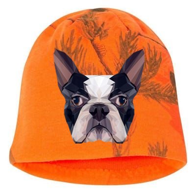 Polygonal Boston Terrier Dog Face Boston Terrier Mom And Dad Kati - Camo Knit Beanie