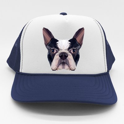 Polygonal Boston Terrier Dog Face Boston Terrier Mom And Dad Trucker Hat