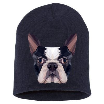 Polygonal Boston Terrier Dog Face Boston Terrier Mom And Dad Short Acrylic Beanie