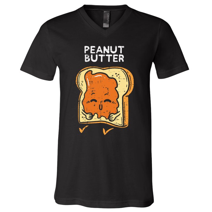 Peanut Butter Toast Matching Halloween Couples Him And Her V-Neck T-Shirt