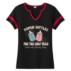 Poppin Bottles The Labor And Delivery Crew New Years 2025 Ladies Halftime Notch Neck Tee