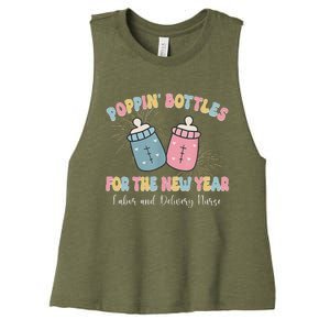 Poppin Bottles The Labor And Delivery Crew New Years 2025 Women's Racerback Cropped Tank