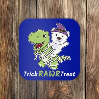 Polar Bear Trick Rawr Treat Mummy TRex Polar Bear Halloween Cool Gift Coaster