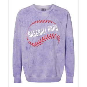 Papa Baseball Tee Grandson Funny Idea For Grandpa Colorblast Crewneck Sweatshirt