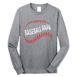 Papa Baseball Tee Grandson Funny Idea For Grandpa Long Sleeve Shirt