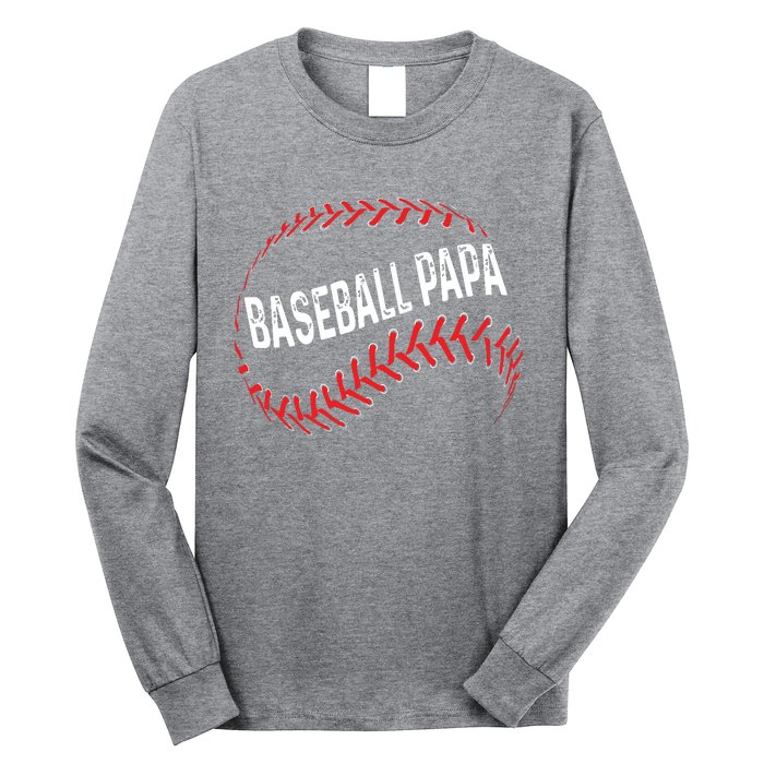 Papa Baseball Tee Grandson Funny Idea For Grandpa Long Sleeve Shirt