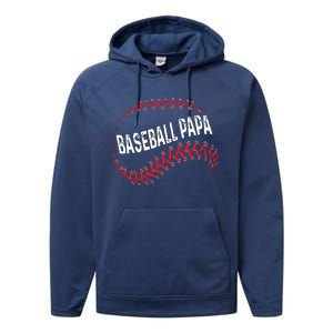 Papa Baseball Tee Grandson Funny Idea For Grandpa Performance Fleece Hoodie