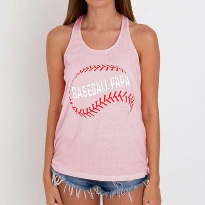 Papa Baseball Tee Grandson Funny Idea For Grandpa Women's Knotted Racerback Tank