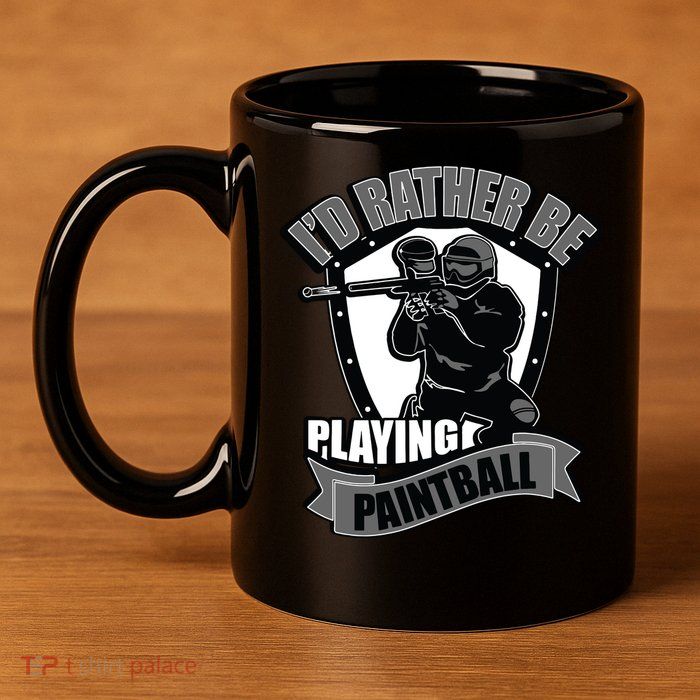 Paint Balling Tee I'd Rather Be Playing Paintball 11oz C Handle Ceramic Mug