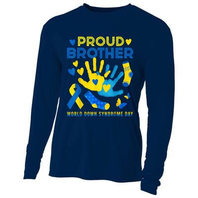 Proud Brother T21 World Down Syndrome Awareness Day Ribbon Cooling Performance Long Sleeve Crew