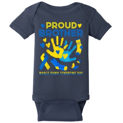 Proud Brother T21 World Down Syndrome Awareness Day Ribbon Baby Bodysuit