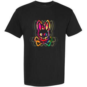 PsychedelicA Bunny Tie Dye Skull And Crossbones Garment-Dyed Heavyweight T-Shirt