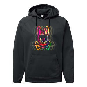 PsychedelicA Bunny Tie Dye Skull And Crossbones Performance Fleece Hoodie