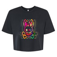 PsychedelicA Bunny Tie Dye Skull And Crossbones Bella+Canvas Jersey Crop Tee