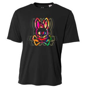 PsychedelicA Bunny Tie Dye Skull And Crossbones Cooling Performance Crew T-Shirt