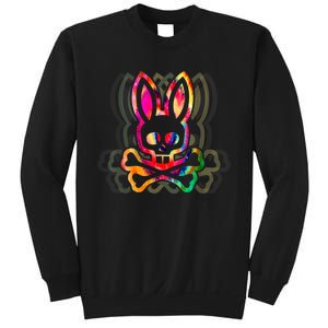 PsychedelicA Bunny Tie Dye Skull And Crossbones Sweatshirt