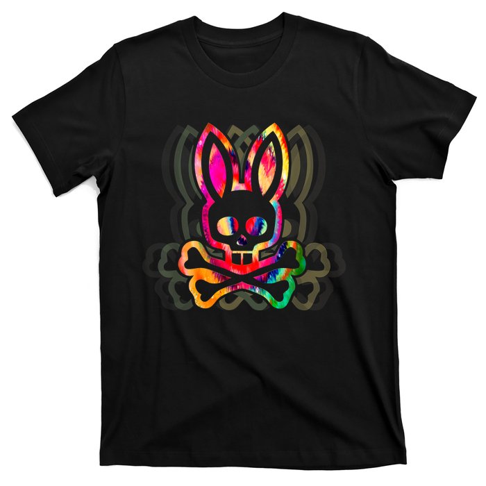 PsychedelicA Bunny Tie Dye Skull And Crossbones T-Shirt