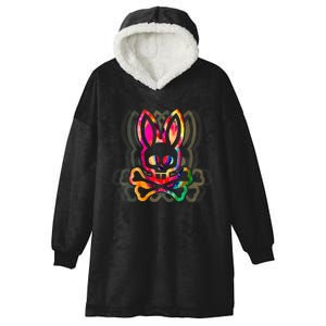 PsychedelicA Bunny Tie Dye Skull And Crossbones Hooded Wearable Blanket