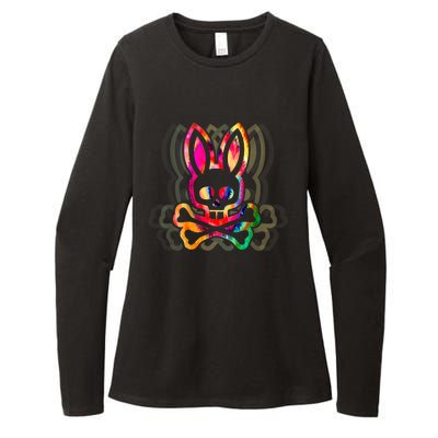 PsychedelicA Bunny Tie Dye Skull And Crossbones Womens CVC Long Sleeve Shirt