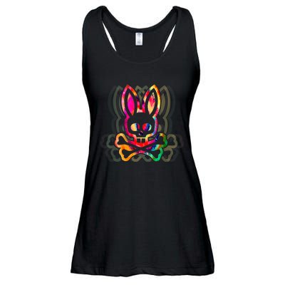 PsychedelicA Bunny Tie Dye Skull And Crossbones Ladies Essential Flowy Tank