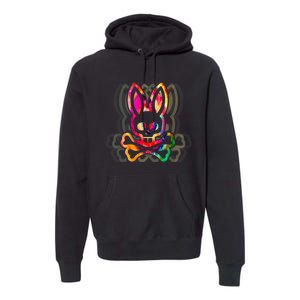 PsychedelicA Bunny Tie Dye Skull And Crossbones Premium Hoodie