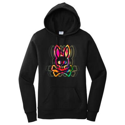 PsychedelicA Bunny Tie Dye Skull And Crossbones Women's Pullover Hoodie