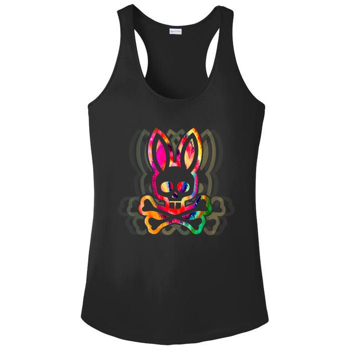 PsychedelicA Bunny Tie Dye Skull And Crossbones Ladies PosiCharge Competitor Racerback Tank