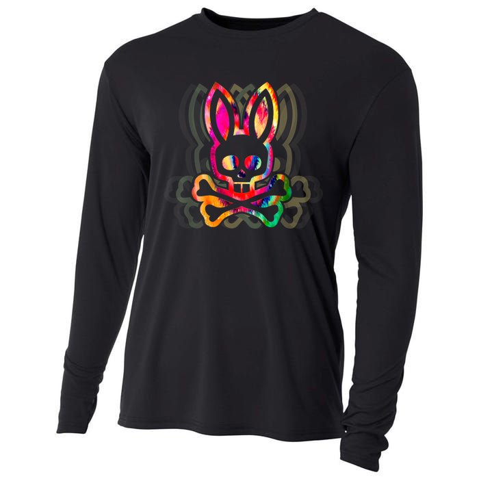 PsychedelicA Bunny Tie Dye Skull And Crossbones Cooling Performance Long Sleeve Crew