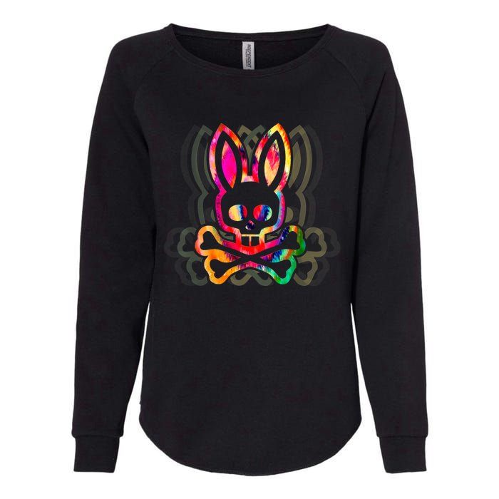 PsychedelicA Bunny Tie Dye Skull And Crossbones Womens California Wash Sweatshirt