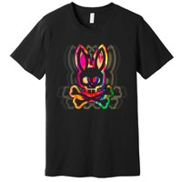 PsychedelicA Bunny Tie Dye Skull And Crossbones Premium T-Shirt