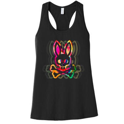 PsychedelicA Bunny Tie Dye Skull And Crossbones Women's Racerback Tank