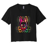 PsychedelicA Bunny Tie Dye Skull And Crossbones Women's Crop Top Tee