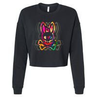 PsychedelicA Bunny Tie Dye Skull And Crossbones Cropped Pullover Crew