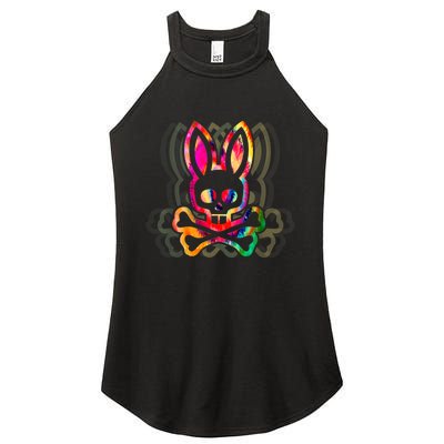 PsychedelicA Bunny Tie Dye Skull And Crossbones Women's Perfect Tri Rocker Tank