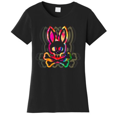 PsychedelicA Bunny Tie Dye Skull And Crossbones Women's T-Shirt