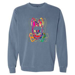 PsychedelicA Bunny Tie Dye Skull And Crossbones Garment-Dyed Sweatshirt