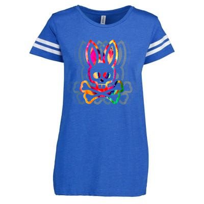 PsychedelicA Bunny Tie Dye Skull And Crossbones Enza Ladies Jersey Football T-Shirt