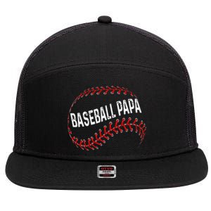 Papa Baseball Tee Grandson Funny Idea For Grandpa 7 Panel Mesh Trucker Snapback Hat