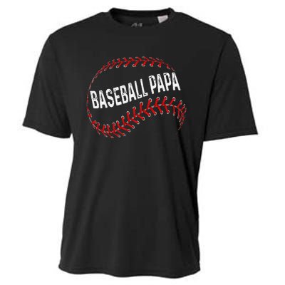 Papa Baseball Tee Grandson Funny Idea For Grandpa Cooling Performance Crew T-Shirt