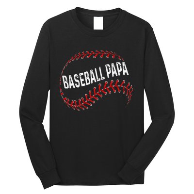 Papa Baseball Tee Grandson Funny Idea For Grandpa Long Sleeve Shirt