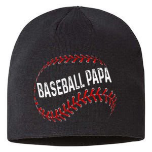 Papa Baseball Tee Grandson Funny Idea For Grandpa Sustainable Beanie