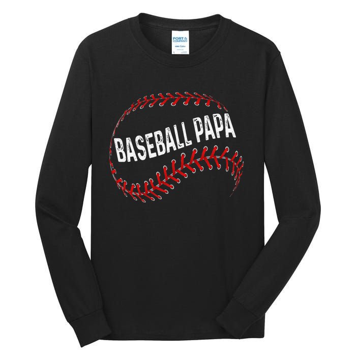 Papa Baseball Tee Grandson Funny Idea For Grandpa Tall Long Sleeve T-Shirt