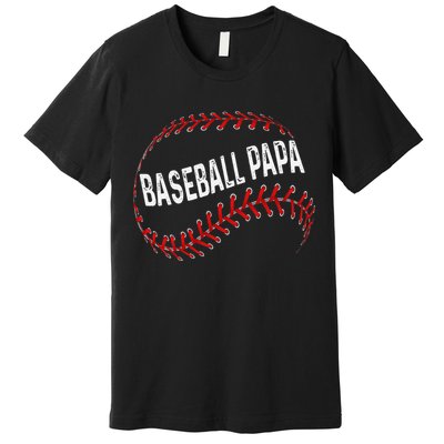 Papa Baseball Tee Grandson Funny Idea For Grandpa Premium T-Shirt