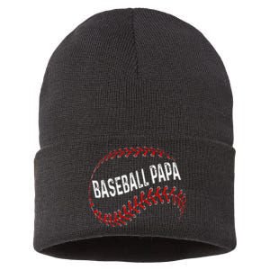 Papa Baseball Tee Grandson Funny Idea For Grandpa Sustainable Knit Beanie