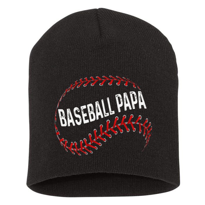 Papa Baseball Tee Grandson Funny Idea For Grandpa Short Acrylic Beanie