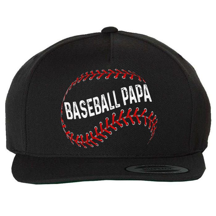 Papa Baseball Tee Grandson Funny Idea For Grandpa Wool Snapback Cap