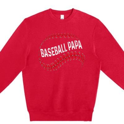 Papa Baseball Tee Grandson Funny Idea For Grandpa Premium Crewneck Sweatshirt