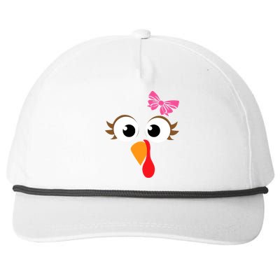 Pink Bow Thanksgiving Turkey Face Gift Snapback Five-Panel Rope Hat