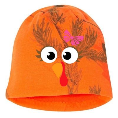 Pink Bow Thanksgiving Turkey Face Gift Kati - Camo Knit Beanie