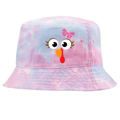 Pink Bow Thanksgiving Turkey Face Gift Tie-Dyed Bucket Hat